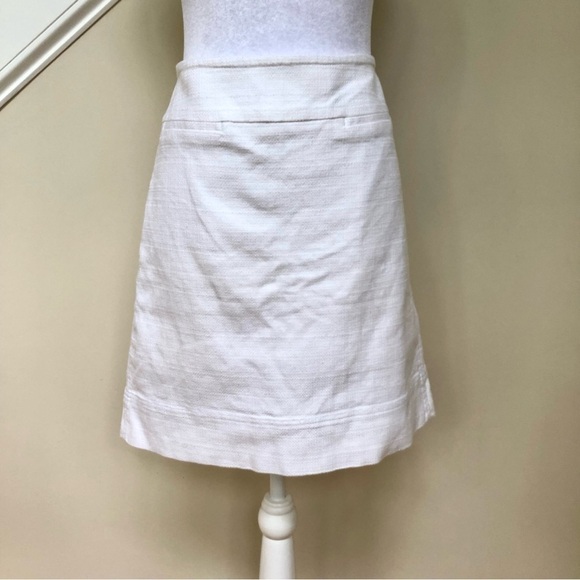 Talbots Skirt White Textured Cotton Pencil with Exposed Back Zipper (8) - Picture 1 of 7